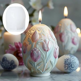 DIY Tulip flower relief egg candle silicone mold rattan rose