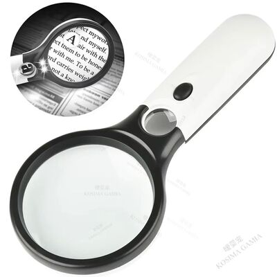Portable 45X Magnifying Glass Handheld Magnifier 3 LED Light