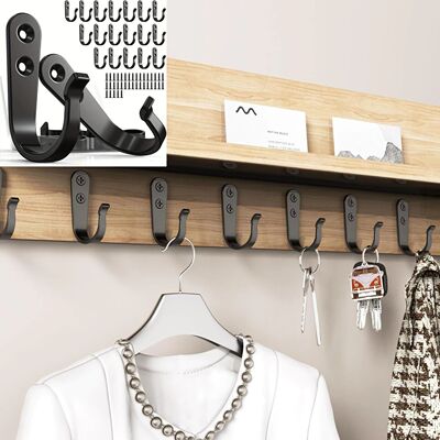 4/8/16 Heavy-Duty Iron Coat Hooks,Anti-Rust Wall Mounted for