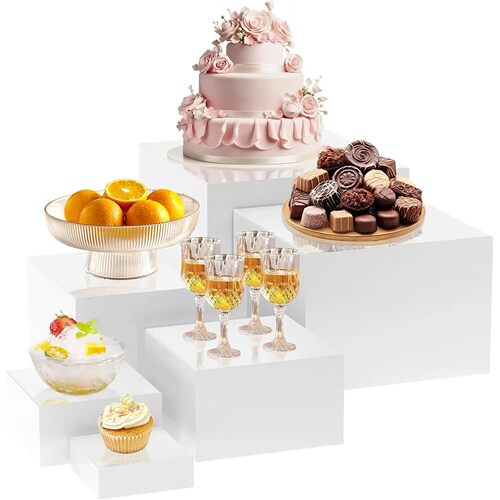 6pcs Acrylic Cube Cake and Dessert Display Stands with Stack