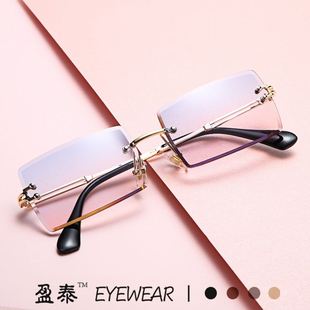 Fashion Rimless Square Sunglasses for Men Women Sun Glasses