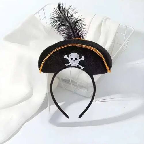 Pirate Skull Hat Hairband Halloween Captain Cap Headband Rol