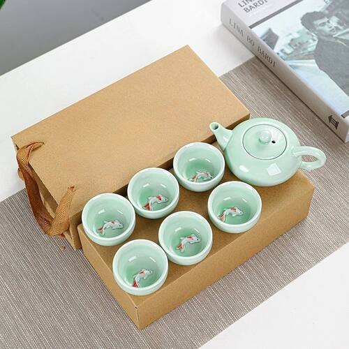Celadon Small Fish, A Pot of Six Cups Tea Set, A Simple and