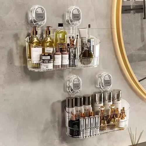 No-Drill Bathroom Suction Storage Box, Powerful Suction Cup