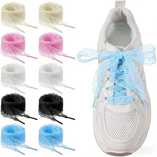 5 Pairs Lace Shoelaces Flat Ribbon Shoelaces for Sneakers Fa