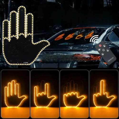 Middle Finger Car Light LED Palm Give The Bird Remote Contro