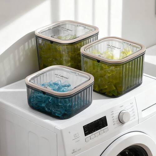 1pc Acrylic Transparent Black Elastic Lid Laundry Gel Bead B