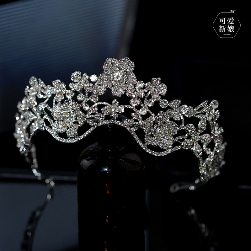 韩式森系新娘闪钻花朵皇冠头饰