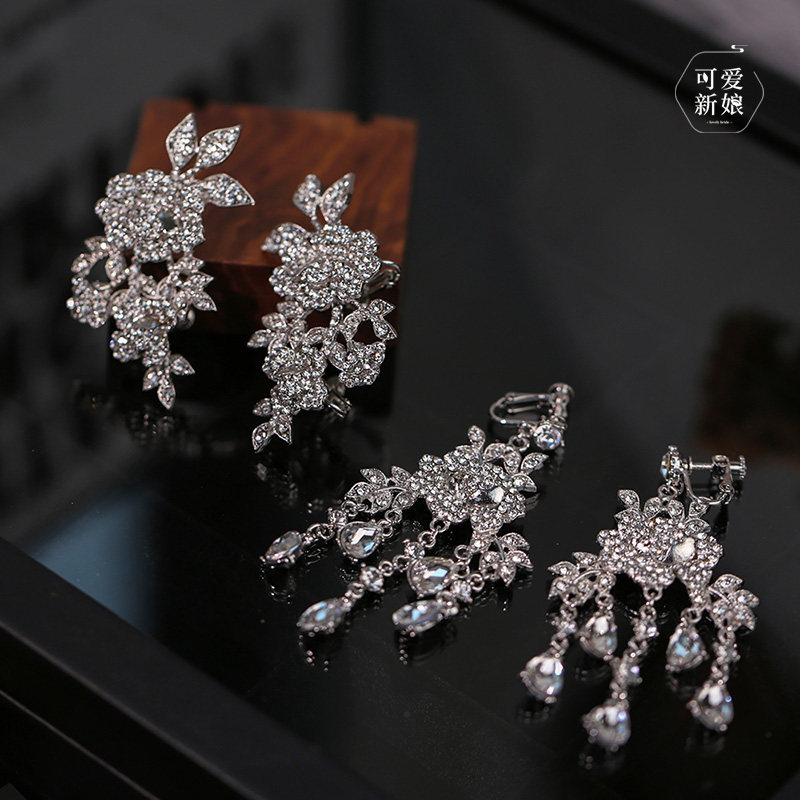 韩式轻奢重工耳饰2025新款高级感精致耳骨夹新娘婚纱礼服减龄耳环
