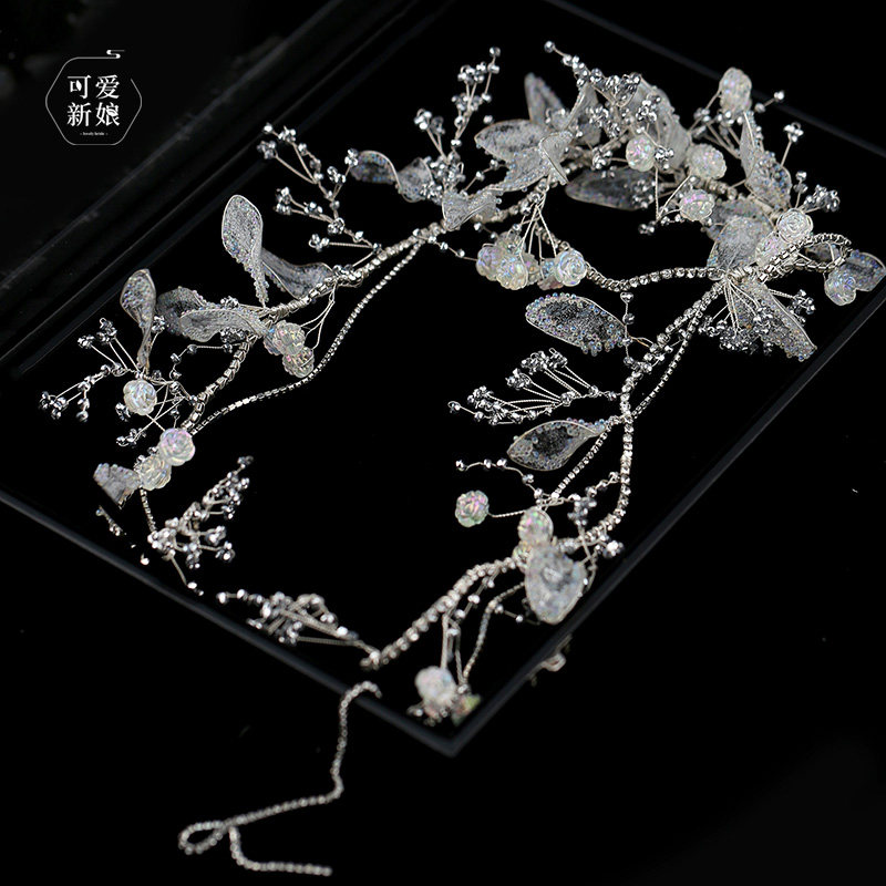 高级感超仙水晶花朵发带