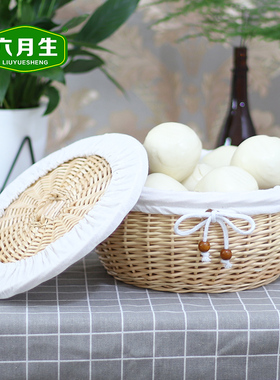 六月生桌面馒头筐带盖保温家用藤编收纳筐柳编水果筐鸡蛋篮馍馍筐