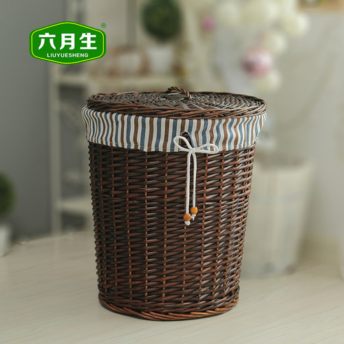六月生特大号编织带盖脏衣篮