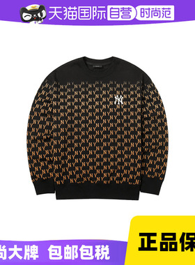 MLB卫衣男女新款运动服黑色纽约洋基长袖套头衫3AMTM0744圆领商场