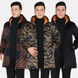 加绒加厚罩衣男冬季棉服宽松中长款保暖夹棉耐脏工作服棉衣外套