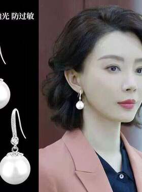 925银针新款网红同款仿珍珠耳环女防过敏耳钉简约百搭女生礼品