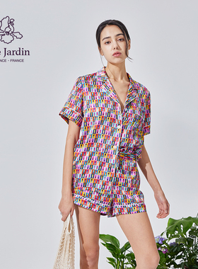 soie jardin3#胶囊波普艺术风印花短套装家居服夏季新款潮流套装