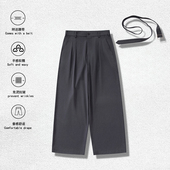 长裤 休闲裤 日系老钱百搭打褶垂感直筒腰带西裤 AGITOMADE附送腰带