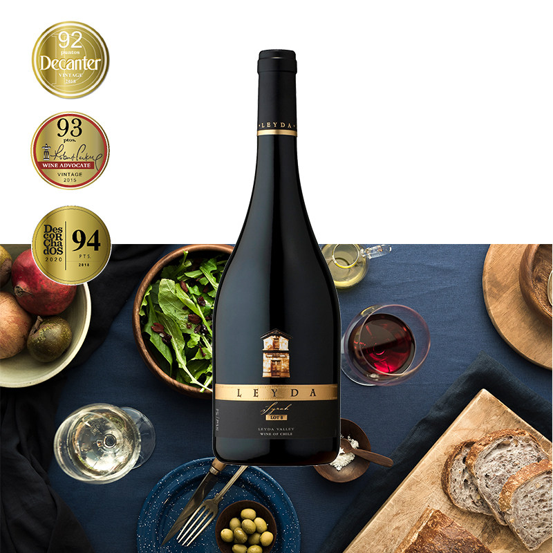lot8莱达西拉干红葡萄酒18个月橡木桶陈酿智利特级园凉爽海岸酒庄