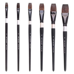 韩国artsecret黑杆天鹅平头松鼠毛水彩笔手绘固体水粉颜料专业美术绘画画动物毛笔头黑胖子灰鼠勾线笔刷排笔