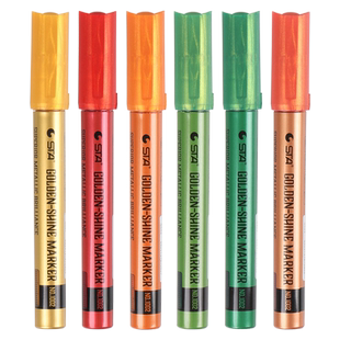 STA斯塔超级金系列丙烯马克笔防水水性颜料金属油漆笔高光签字笔绘画描金笔学生用手绘diy涂鸦画鞋金银色细头