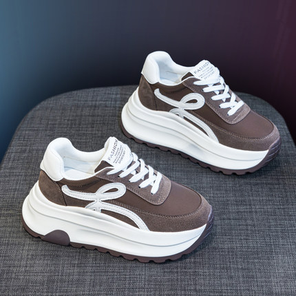 内增高7cm老爹鞋女2025秋冬新款休闲厚底德训鞋子爆款复古阿甘鞋