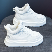 女2025秋冬新款 休闲运动板鞋 爆款 高帮厚底小白鞋 加绒内增高松糕鞋