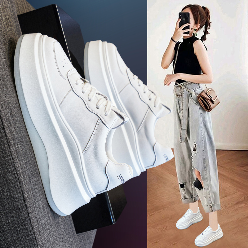 松糕厚底小白鞋女百搭真皮板鞋