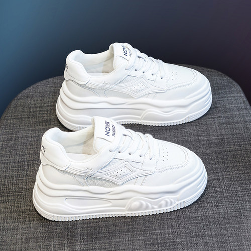 内增高8cm厚底小白鞋女真皮板鞋