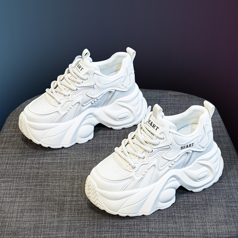 真皮内增高8cm老爹鞋女厚底鞋子