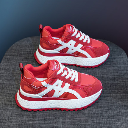 内增高7cm德训鞋子女2025秋季新款休闲厚底阿甘鞋爆款运动老爹鞋