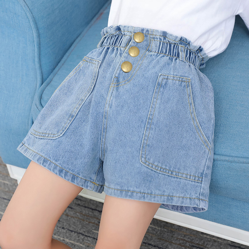 女童牛仔短裤2024新款洋气儿童薄高腰短裤中大童宝宝外穿宽松裤子