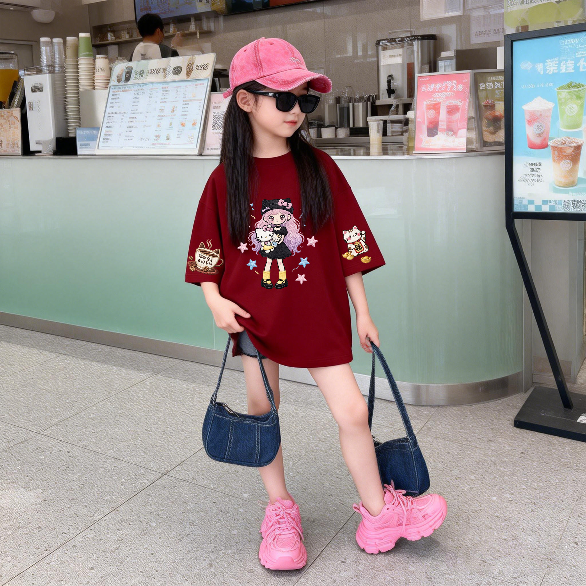 女童T恤2026新款夏装儿童短袖女孩网红洋气女宝纯棉半袖上衣体恤