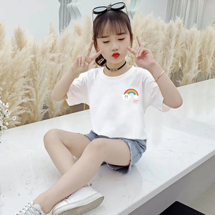 女童短袖t恤纯棉夏季女中大童衣服洋气童装宝宝半袖上衣儿童夏装