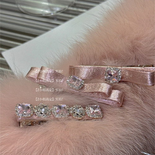 小香风缎面丝光满钻水钻发夹发卡