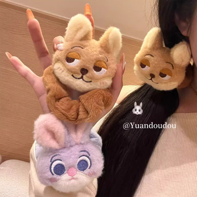 疯狂动物城朱迪尼克毛绒发圈头绳