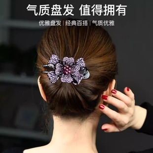 水鉆發(fā)夾女后腦勺盤發(fā)抓夾2025新款 高端媽媽發(fā)飾大號鴨嘴夾子頭飾