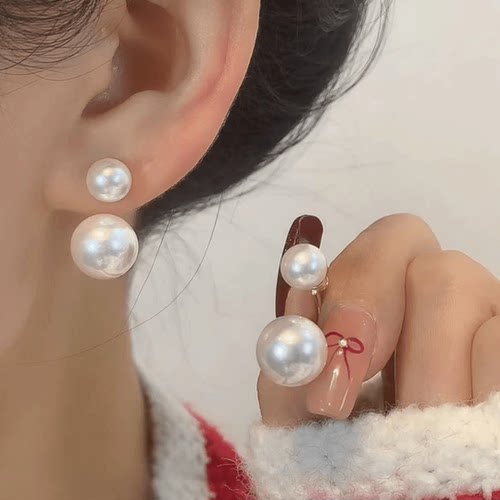 简约白色珠珠耳环女2025新款耳钉
