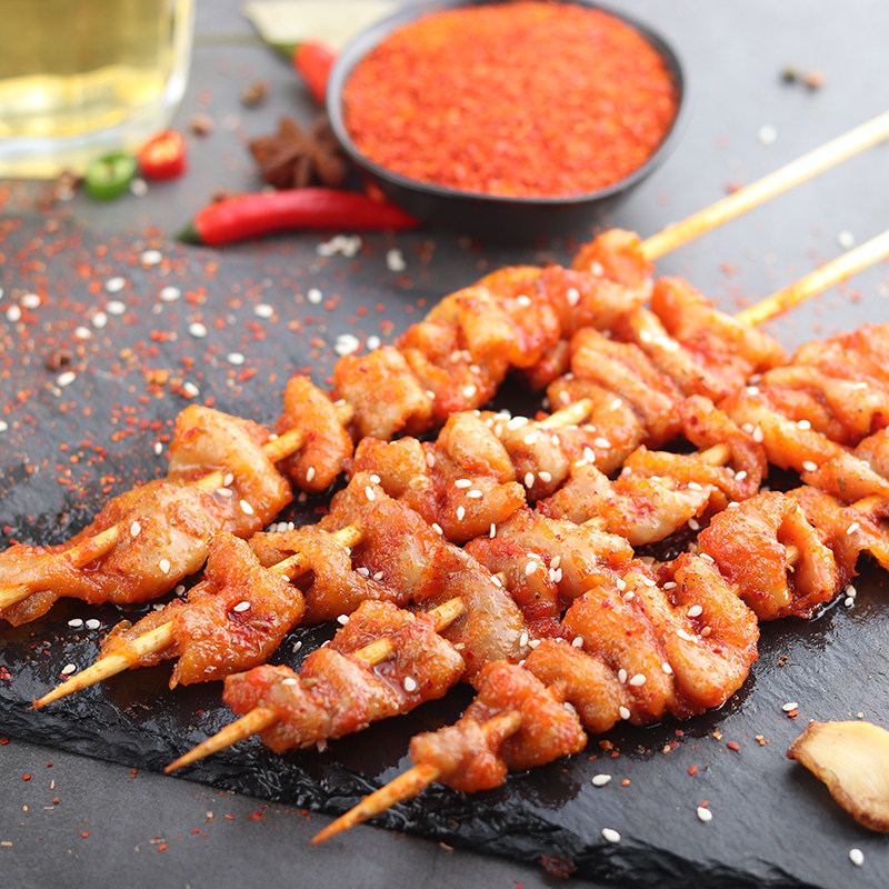 烧烤脆皮串烧烤鸡肉串鸡皮串弯弯奥尔良香辣鸡皮商用家用半成品