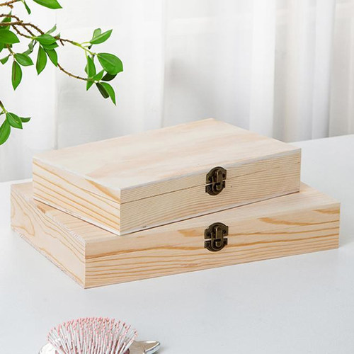 定制长方形翻盖木盒a4纸证件收纳盒定做薄型小木盒茶叶礼品盒桌面