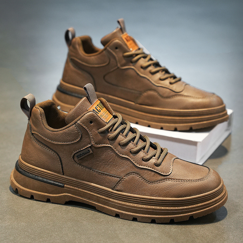 马丁靴秋季男鞋新款透气防水工作鞋潮流百搭工装鞋休闲皮鞋板鞋男