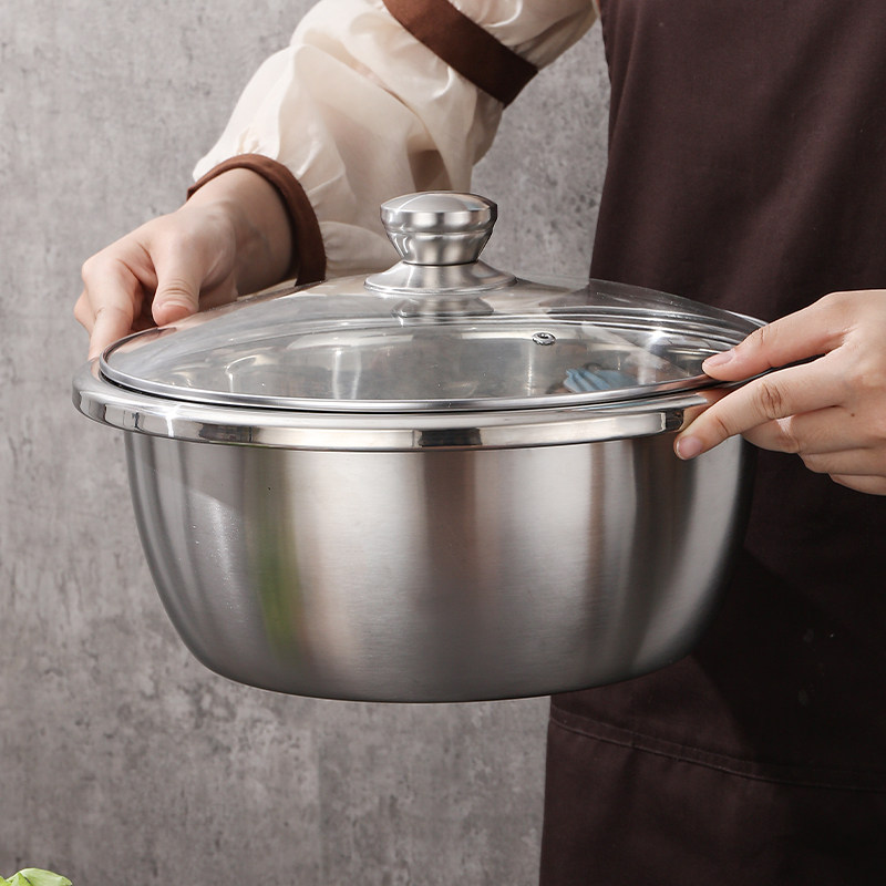 食品级304不锈钢盆子套装加厚家用厨房打蛋和面洗菜沥篮汤盆带盖,餐饮具,盆,淘宝优惠券,粉丝福利购,淘宝优惠卷