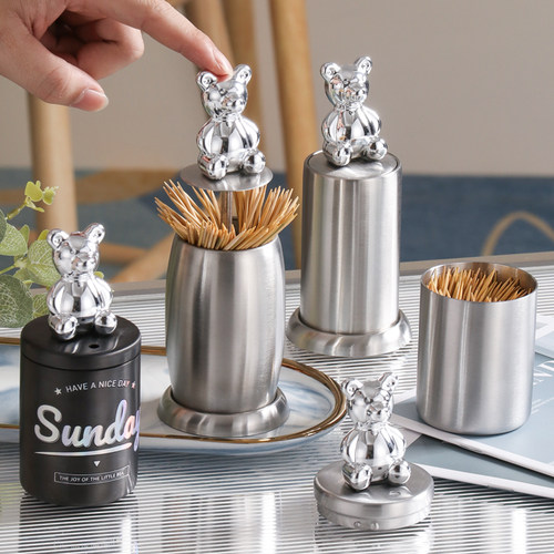 轻奢小熊牙签筒牙签盒个性创意