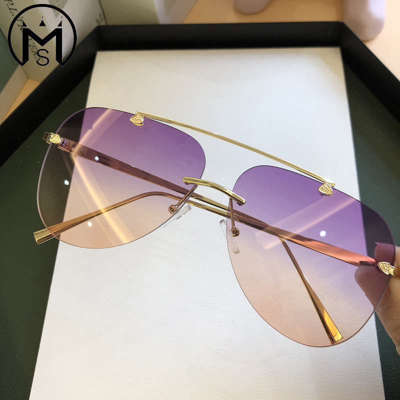 MS 高品质情侣款无框太阳镜 时尚新款男女墨镜蛤蟆镜防紫外线眼镜