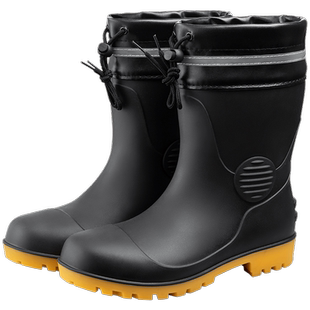 煤矿井下防砸雨靴矿工专用钢头雨鞋加绒防刺劳保水鞋男款防滑胶鞋