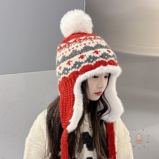 加厚加绒儿童帽子冬季雷锋帽女童护耳帽保暖中大童男女孩毛线帽子