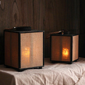 复古麻布风灯烛台样板间茶室灯笼朴素风格 中式 装 饰品摆件道具日式