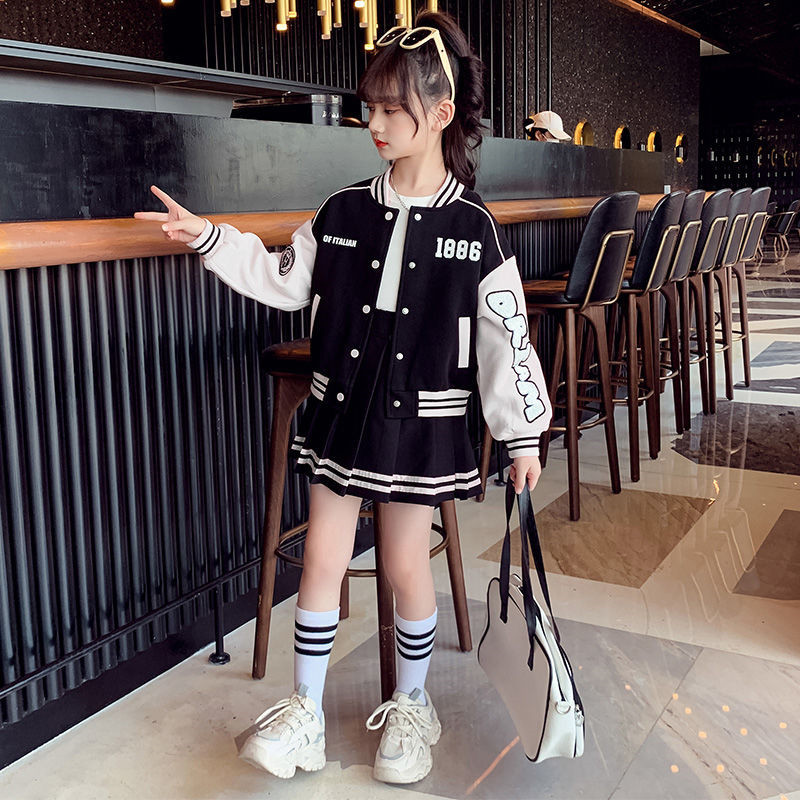 女童春秋款套装女孩棒球服中大儿童洋气网红时髦秋季6潮7衣服8岁