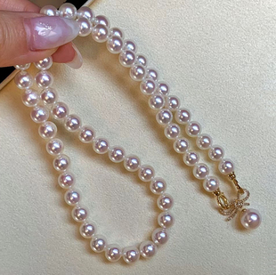 日本进口AKOYA天然海水珍珠项链天女级颈饰极光专柜品质送妈妈