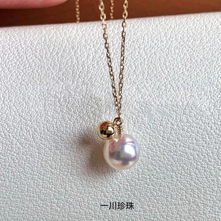 日本AKOYA海水珍珠项链18K金颈饰天女级吊坠锁骨链珠宝女送礼