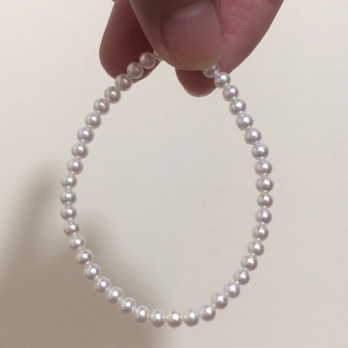 天然海水AKOYA珍珠手链18k金手饰正圆满珠手串弹力手环新款送女友